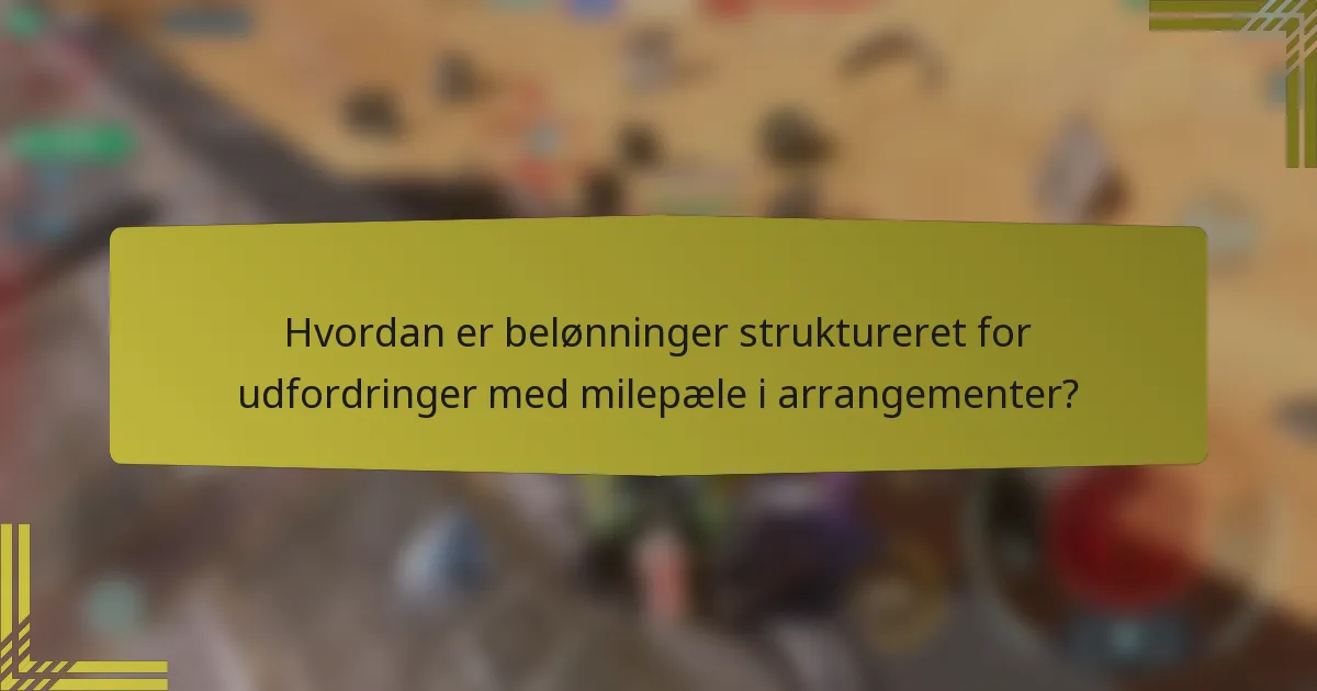 Hvordan er belønninger struktureret for udfordringer med milepæle i arrangementer?